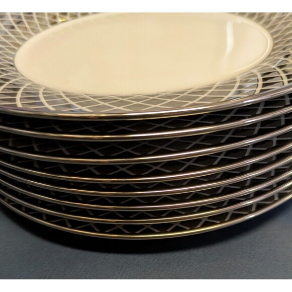 Set of 8 CIROA Luxe SILVER Metallic Dessert Side Salad Plates 6.25 Inches - Picture 3 of 5